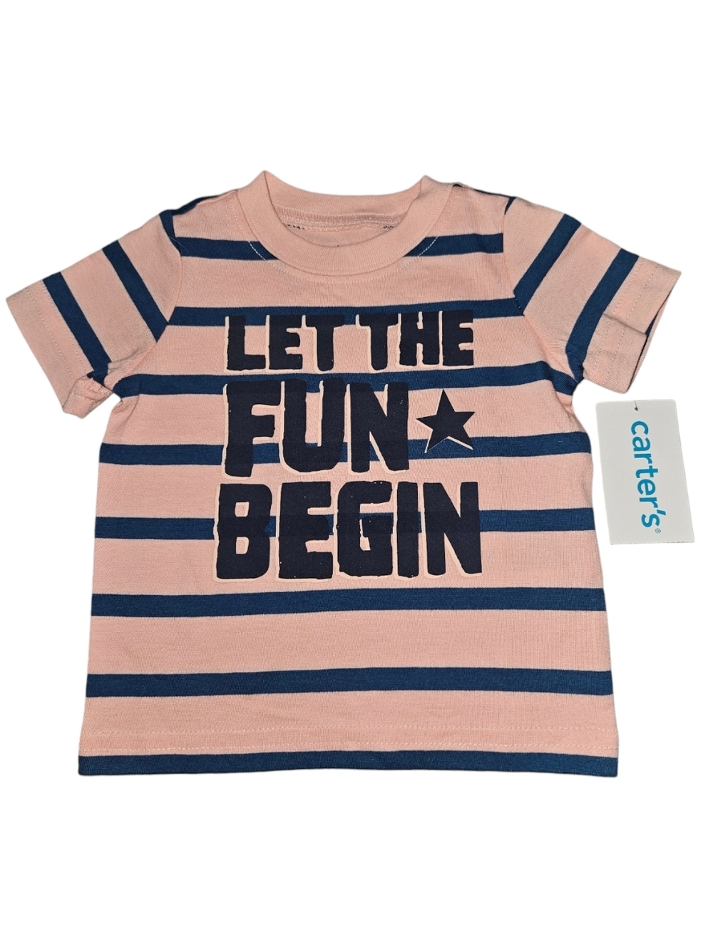 NWT Carter's "Let The Fun Begin" Graphic Striped Short Sleeve Tee